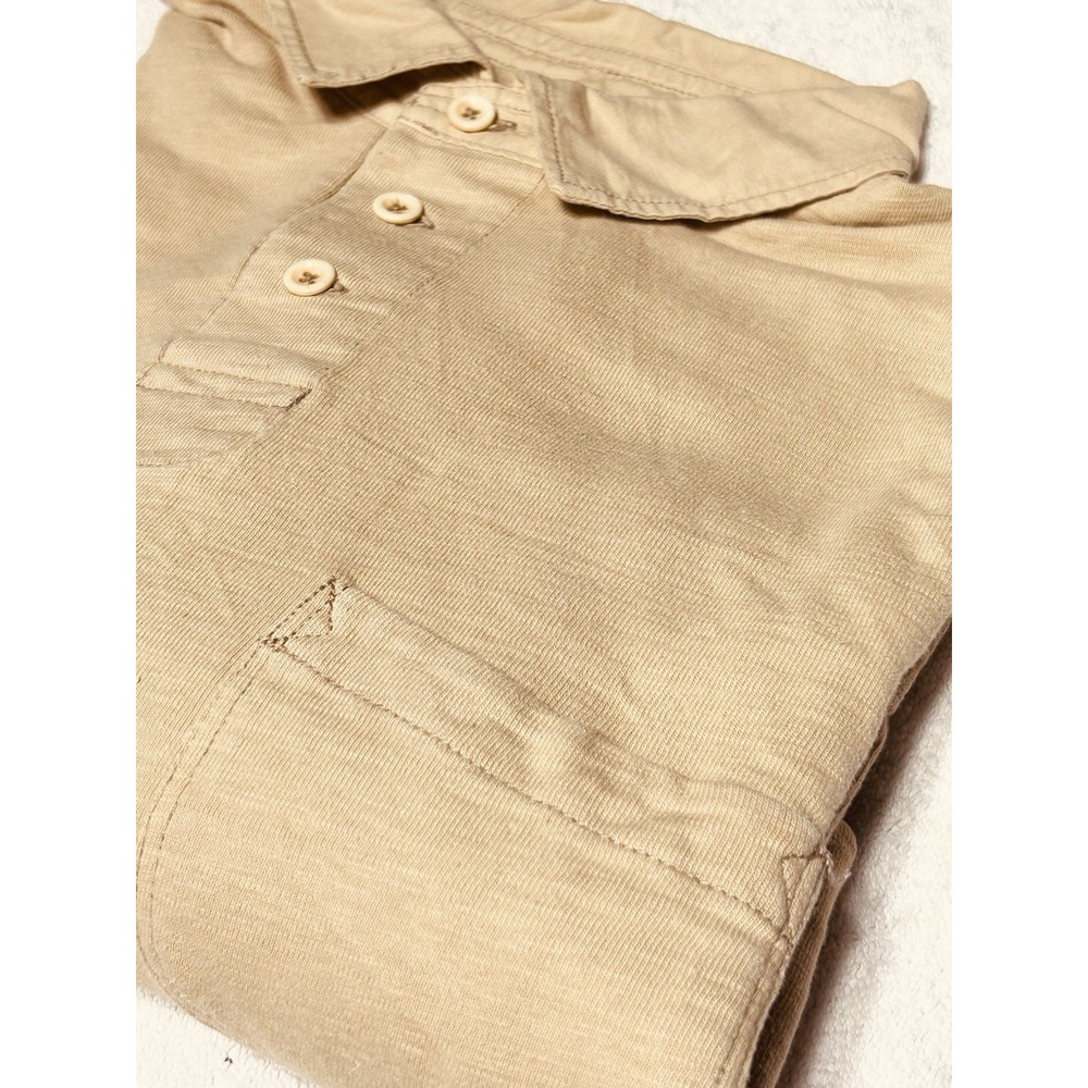 VTG 90s Polo Ralph Lauren Blank Heavy Knit Utility Shirt Woven Canvas Collar L/S